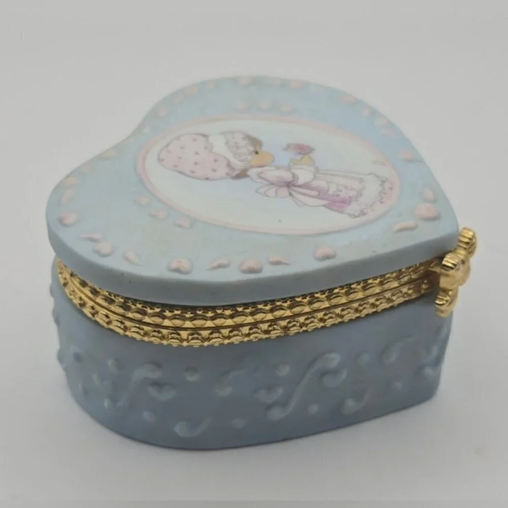 1996 Precious Moments Heart Shape Jewelry / Trinket Box